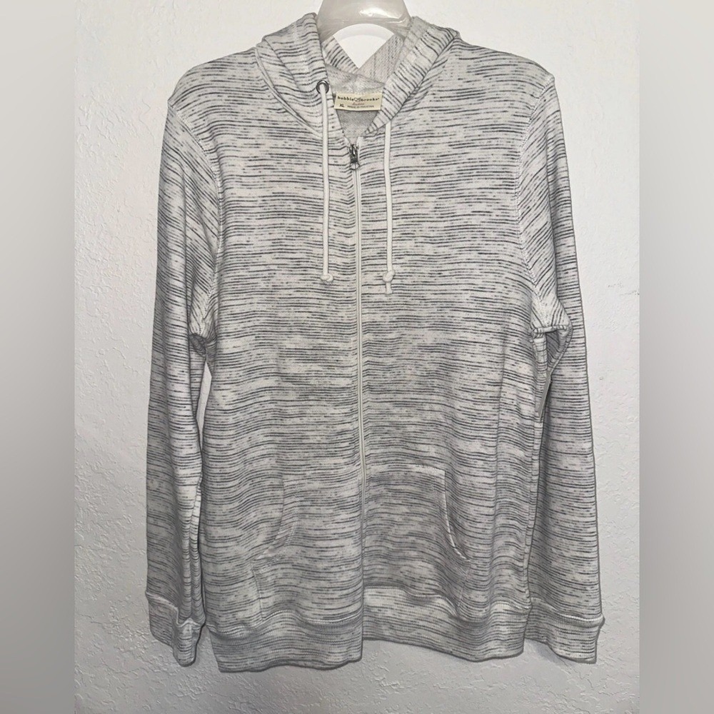 Bobbie Brooks Women XL Zip Up Hoodie Space‎ Dye White Grey Lightweight Jacket